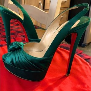 Christian Louboutin Jenny 150 satin emerald pump 6